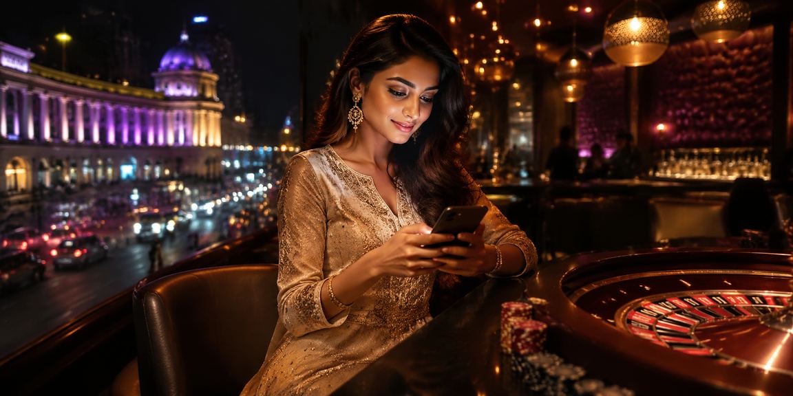 Player accessing promotional Roulette betting on mobile device at Delhi's Connaught Place