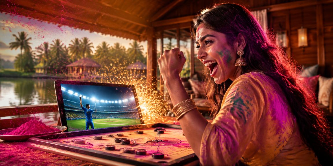 Kerala player engaged in lottery and traditional gambling games during Holi festival